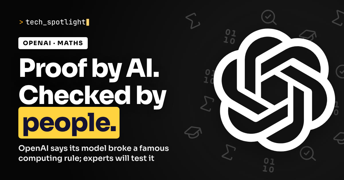 Poster in black with the OpenAI logo and the words 'Proof by AI. Checked by people.'